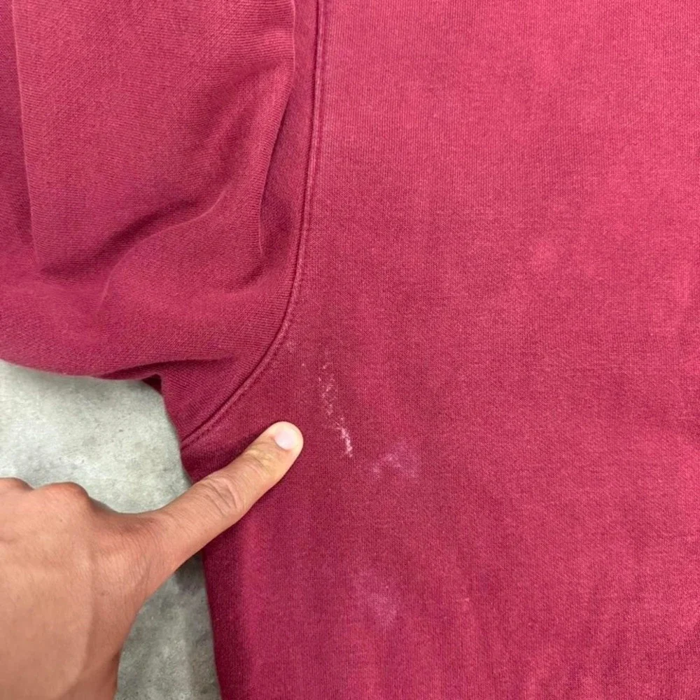 Y2K Burgundy and White Adidas‎ Hoodie Size L